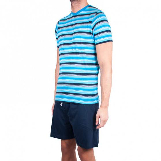 Moška kratka pižama Molvy modra s črtami (KT-073)