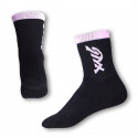 Nogavice Styx klasične črne barve z rožnatim napisom (H224)