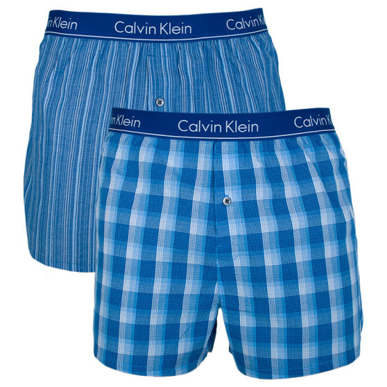 2PACK Moške boksarice Calvin Klein slim fit večbarvne (NB1544A-LGW)