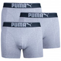 3PACK moške boksarice Puma sive (681030001 032)
