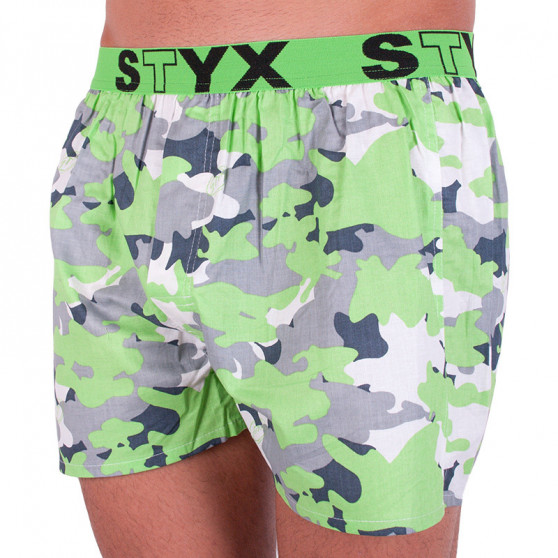 Moške boksarice Styx art športna guma zelena kamuflaža (B559)