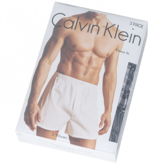 3PACK Moške boksarice Calvin Klein klasična fit večbarvne (U1732A-GGM)