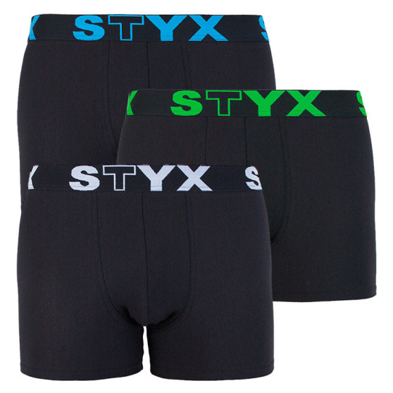 3PACK Moške boksarice Styx dolge športna guma črne (U9606162)