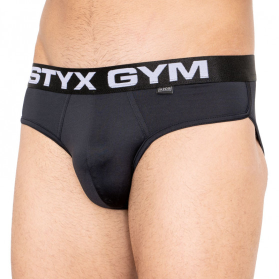 Moške hlače Styx funkcionalne športna guma črne (S740)