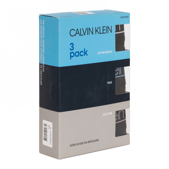 3PACK Moške boksarice Calvin Klein črne (NB2008A-001)
