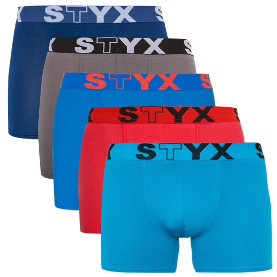 5PACK moške boksarice Styx dolge športna guma večbarvne (U96768696364)