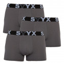 3PACK moške boksarice Styx športna guma prevelike temno sive (R10636363)