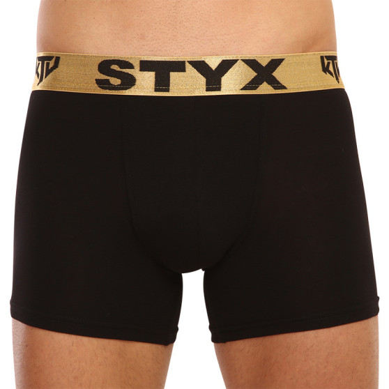 Moške boksarice Styx / KTV dolge športna guma črne - zlata guma (UTZ960)