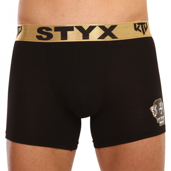 Moške boksarice Styx / KTV dolge športna guma črne - zlata guma (UTZL960)