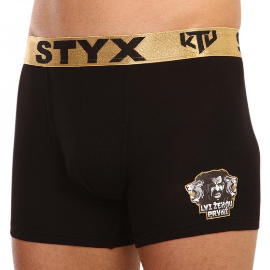 Moške boksarice Styx / KTV dolge športna guma črne - zlata guma (UTZL960)