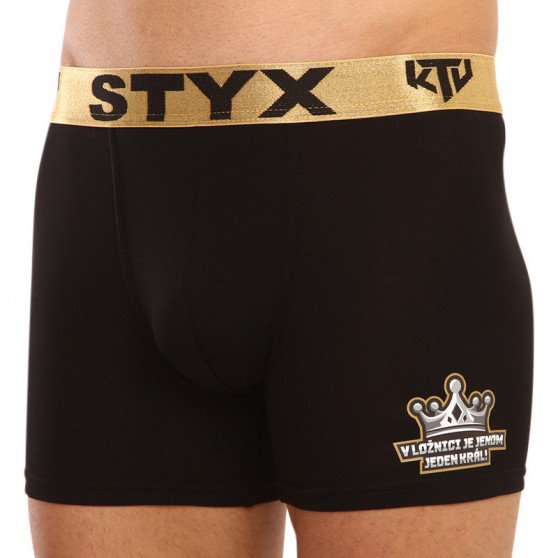 Moške boksarice Styx / KTV dolge športna guma črne - zlata guma (UTZK960)
