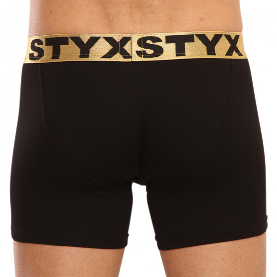 Moške boksarice Styx / KTV dolge športna guma črne - zlata guma (UTZK960)