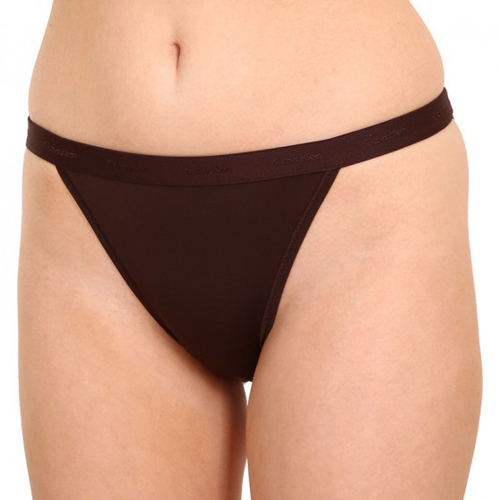Ženske hlačke Calvin Klein temno rjave barve (QF6760E-BCK)