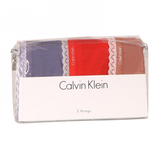 3PACK ženske tangice Calvin Klein večbarvne (QD3802E-147)