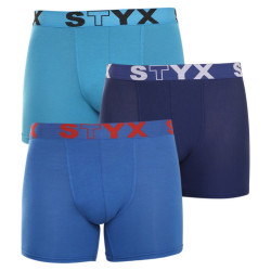 3PACK moške boksarice Styx dolge športna guma modre (U9676869)
