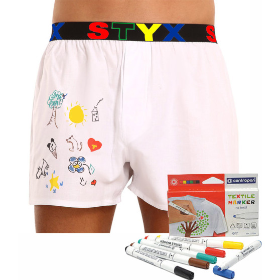 Moške boksarice Styx sport guma bela + tekstilne oznake (BF1061)