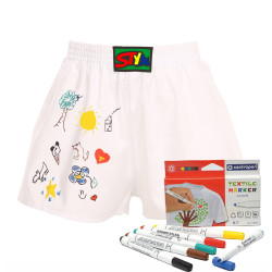 Otroške boksarice Styx klasična guma bele + tekstilne oznake (JF1061)