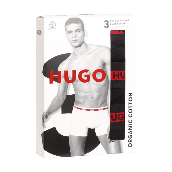 3PACK Moške boksarice HUGO črne (50496713 002)