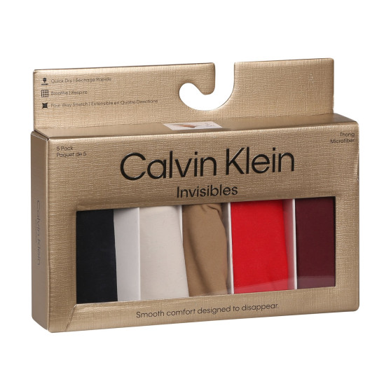 5PACK ženske tangice Calvin Klein brezšivne večbarvne (QD5147E-HW1)