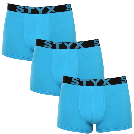 3PACK moške boksarice Styx športne elastične svetlo modre (3G1169)