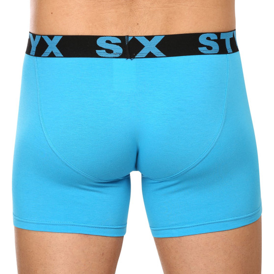 3PACK moške boksarice Styx dolge športne elastične svetlo modre (3U1169)
