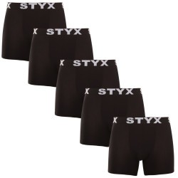 5PACK Moške boksarice Styx dolge športna guma črne (5U960)