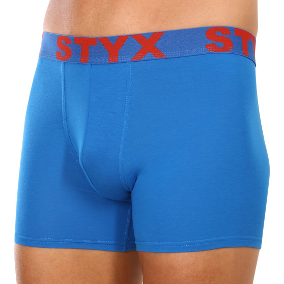 3PACK moške boksarice Styx dolge športna guma modre (3U1167)