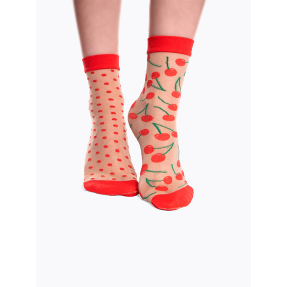 Vesele ženske svilene nogavice Dedoles Češnja in pikice (DRNS1041)