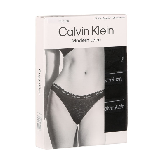 3PACK ženske brazilske hlačke Calvin Klein črne (QD5225E-UB1)