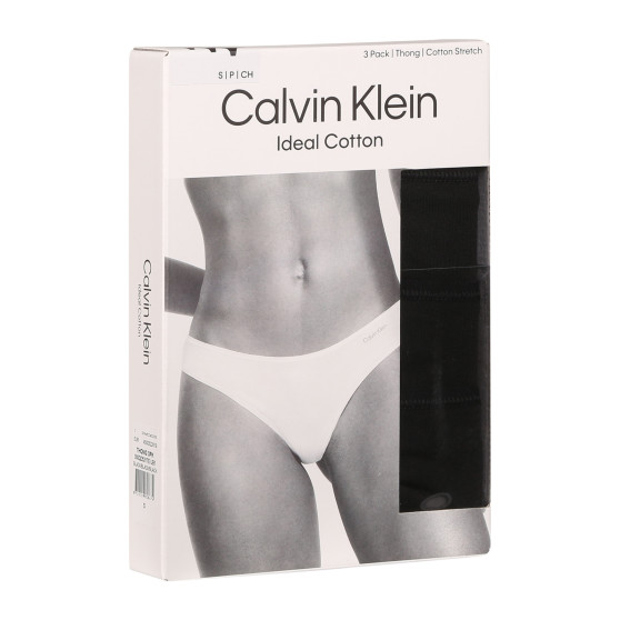 3PACK ženske tangice Calvin Klein črne (QD5217E-UB1)