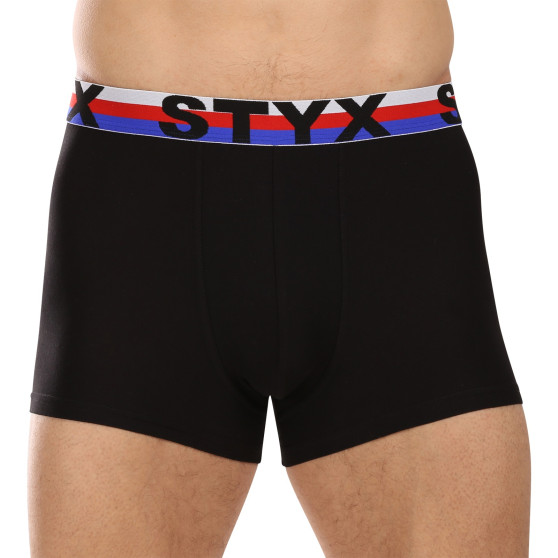 3PACK moške boksarice Styx športne elastične črne trikolorne (3G1960)