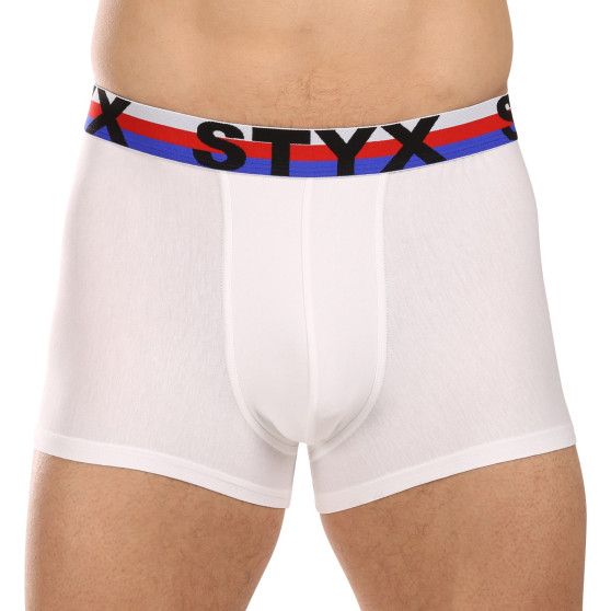 3PACK moške boksarice Styx športne elastične bele trikolorne (3G2061)