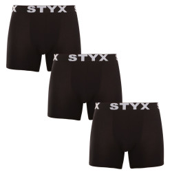 3PACK Moške boksarice Styx dolge športna guma črne (3U960)