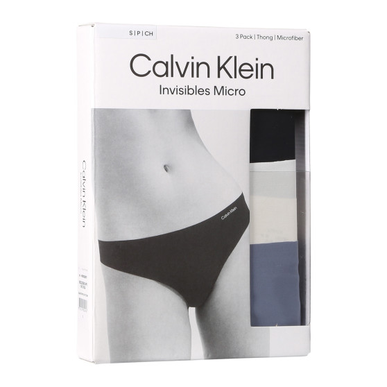 3PACK ženske tangice Calvin Klein brezšivne večbarvne (QD3558E-NP0)