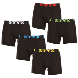 5PACK Moške boksarice Styx dolge športna guma črne (5U9601)