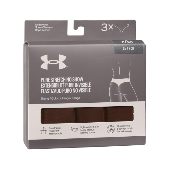 3PACK Ženske tangice Under Armour rjava (1383893 625)