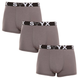 3PACK moške boksarice Styx športna guma prevelike temno sive (R10636363)